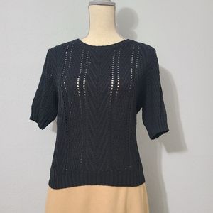 NWT Sanctuary Black‎ Short Sleeved Sweater Size Large